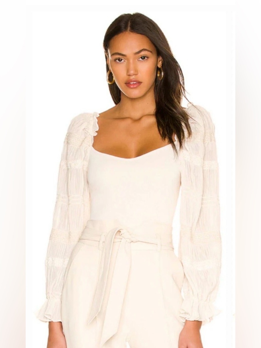 Revolve ASTR THE LABEL GILLIAN BODYSUIT, cream blouse NWT SIZE small